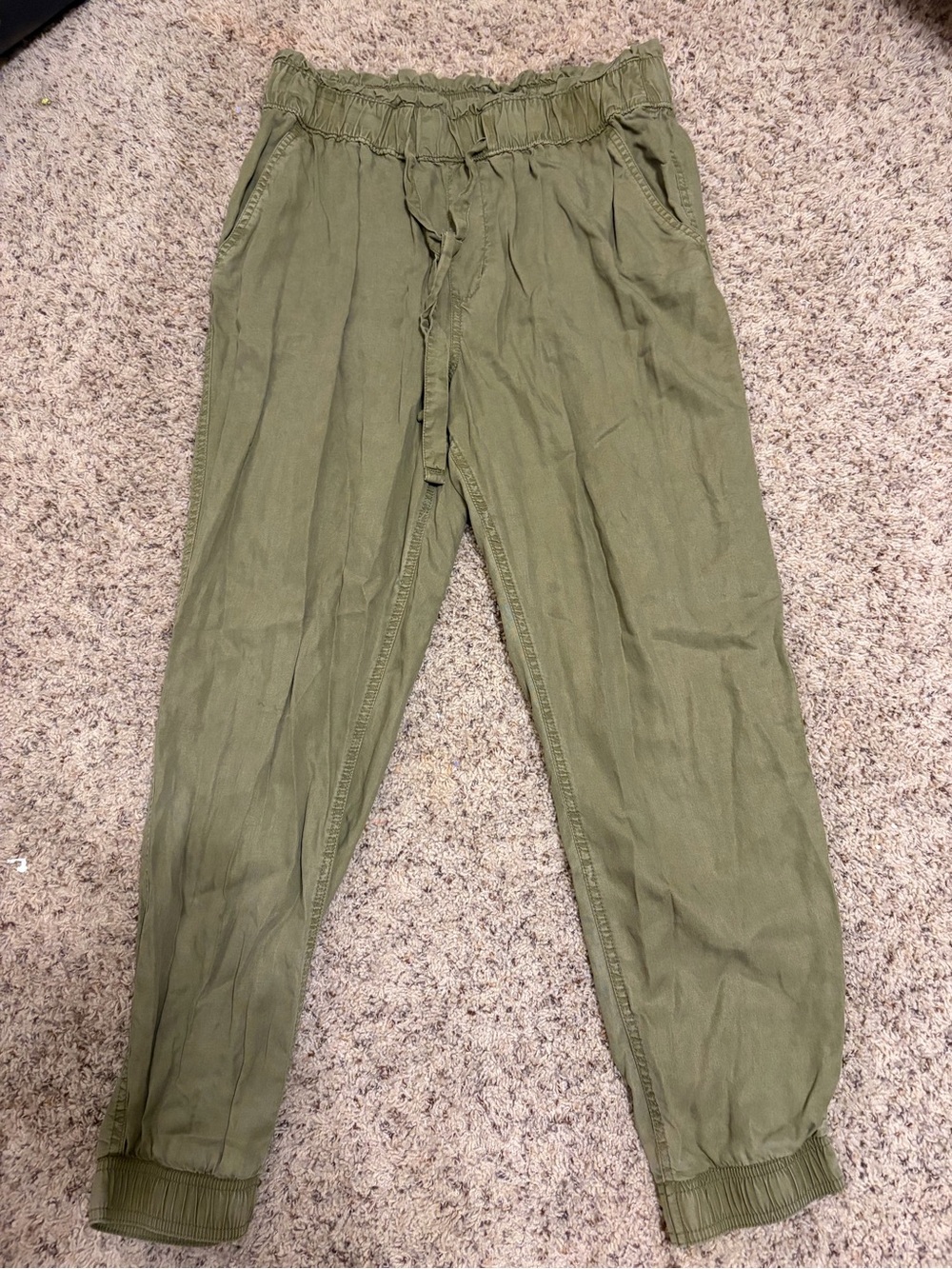 Women’s Olive Green Elastic-Waist Jogger Pants